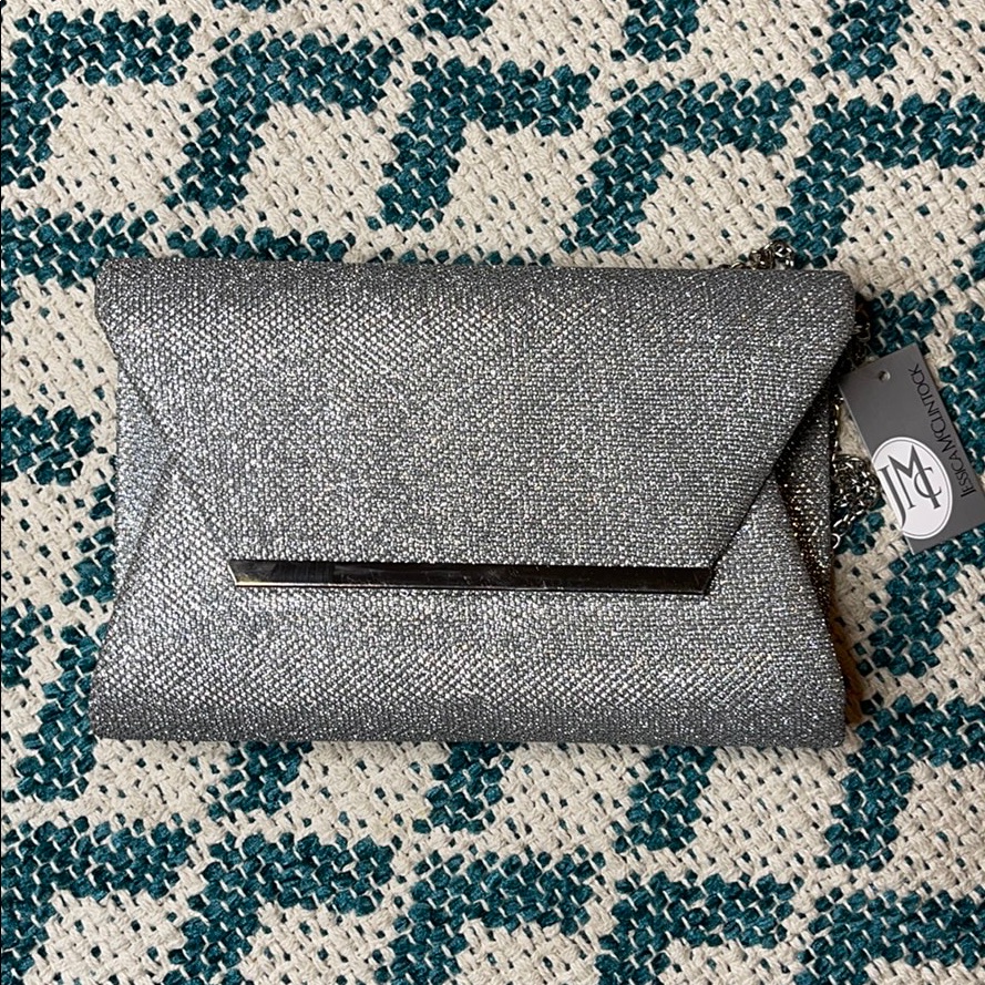 Jessica Mcclintock Silver Clutch Brand New